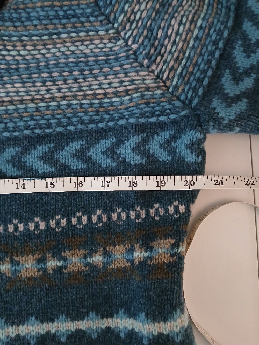 Vintage Woolrich Shawl Collar Blue Fair Isle Cardigan Sweater - Picture 7 of 8